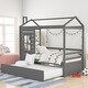 preview thumbnail 11 of 25, Twin House Bed with Trundle & Guardrail