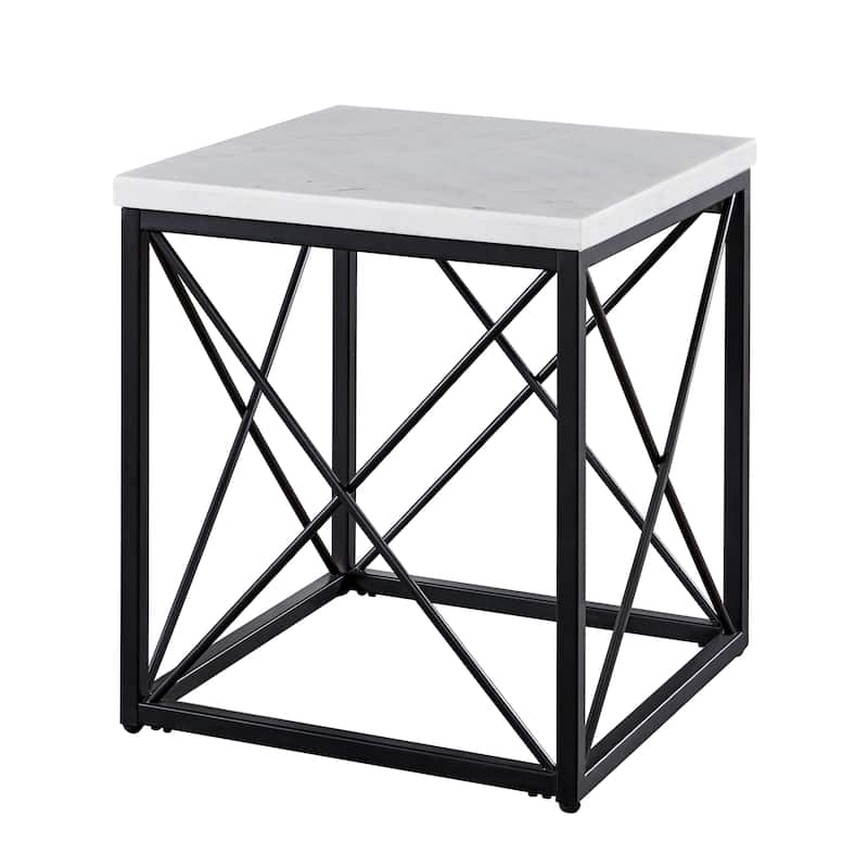Steve Silver Havinga Modern White Marble Square Side Table