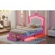 preview thumbnail 11 of 25, Twin/Full Size Upholstered Platform Bed with LED Lights and Drawer