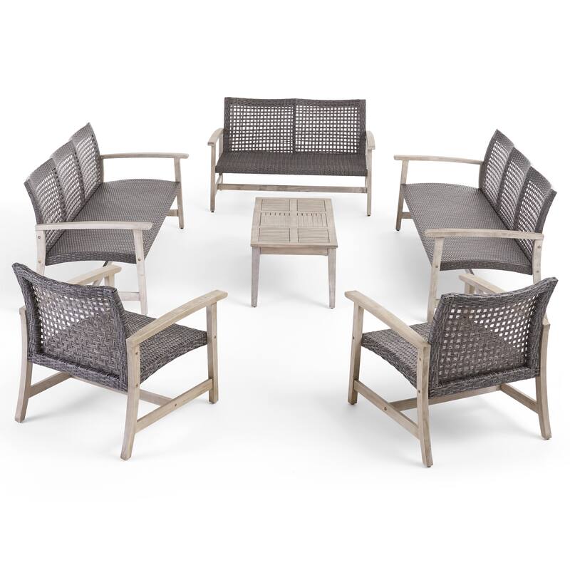 Hampton Outdoor 6 Piece Sofa and Loveseat Chat Set by Christopher Knight Home