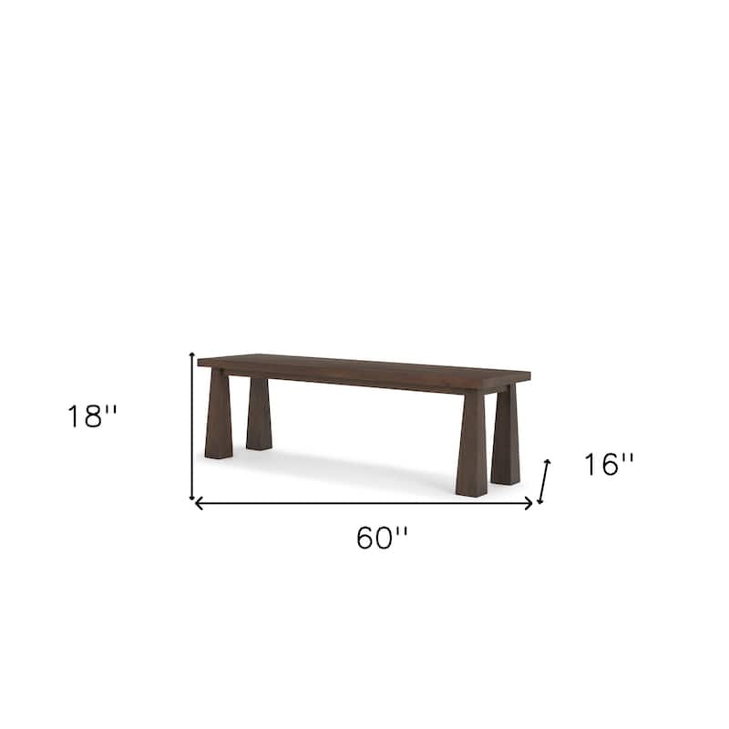 HomeRoots 60" Dark Brown Solid Wood Bench - 60 in. x 18 in. x 16 in.