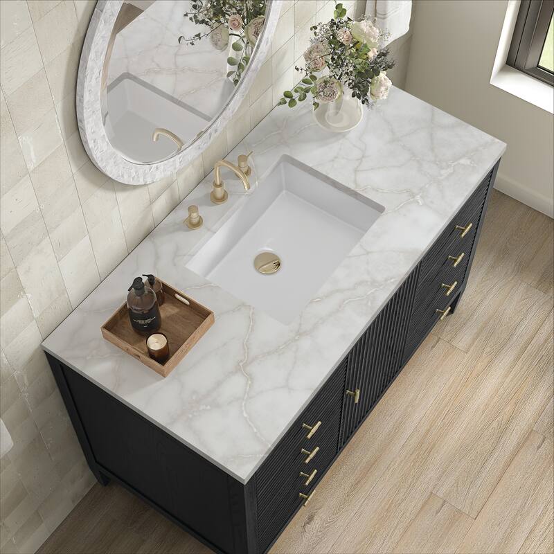 James Martin Vanities Myrrin 48" Vanity, Carbon Oak - Victorian Silver.