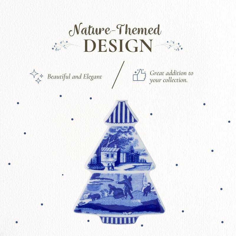 Spode Blue Italian Tree Shaped Ornament - 3.7 Inch x 2.4 Inch