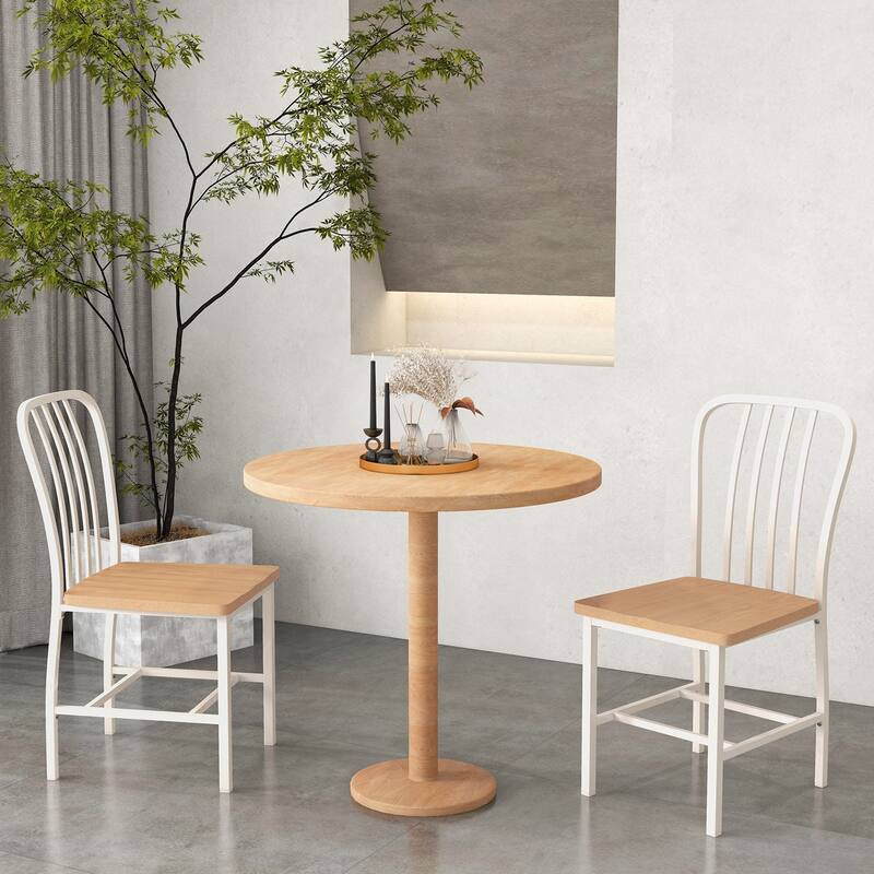 Armless Spindle Back Dining Chair Set of 2 with Ergonomic Seat-Black - 22" x 18" x 37"