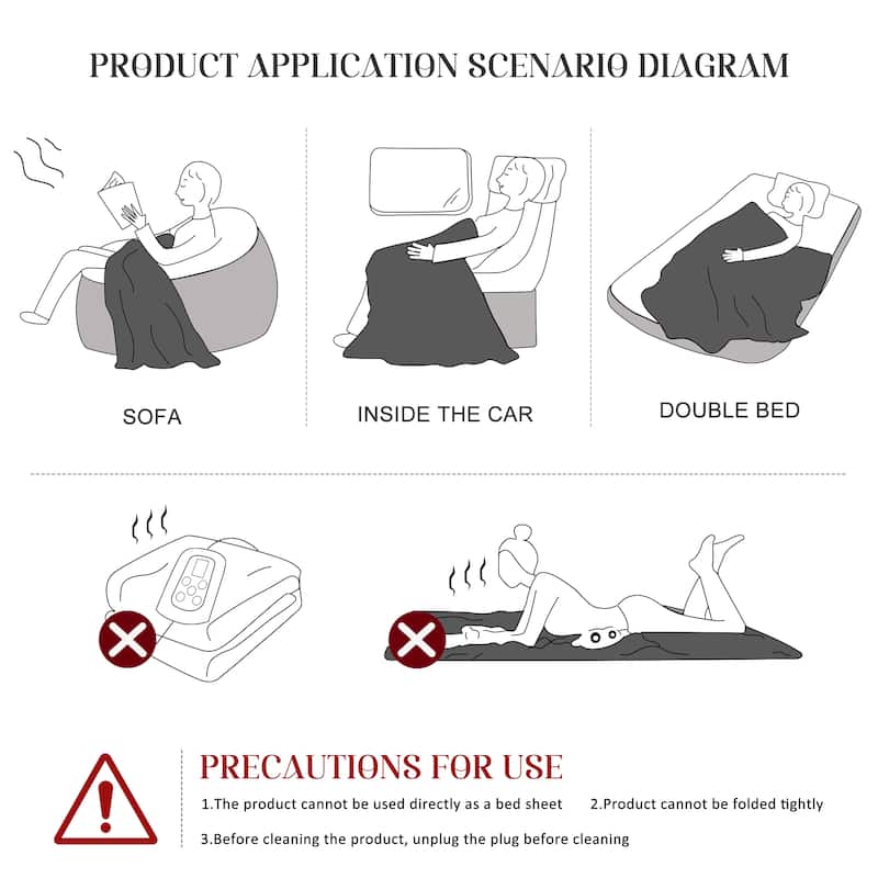 Royalcraft Double-Layer Flannel Heated Blanket with Dual Controllers