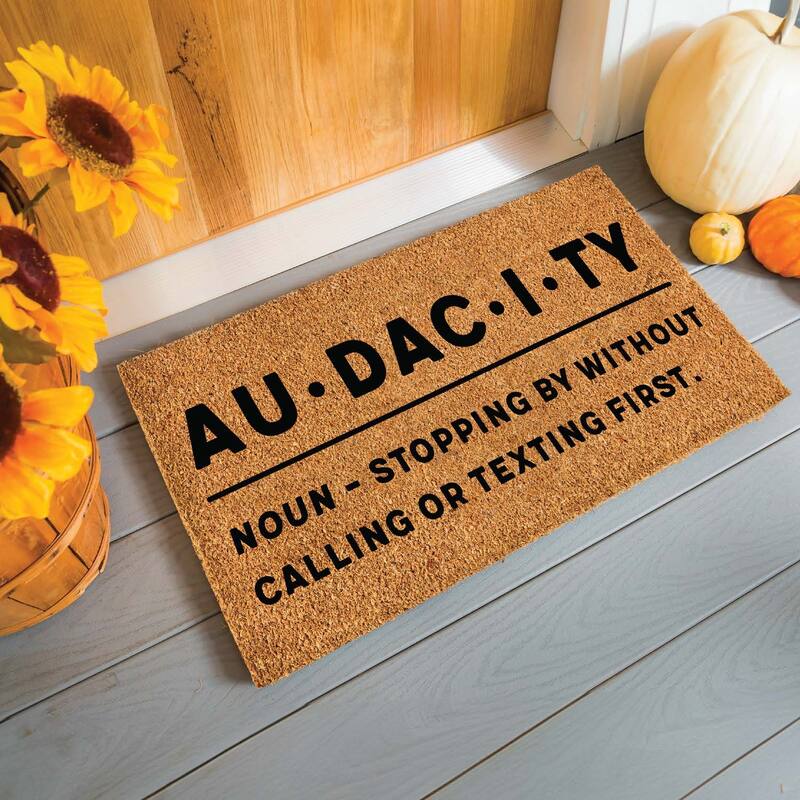 Black and Brown 16 in. x 28 in. Nature Coir Audacity Door Mat