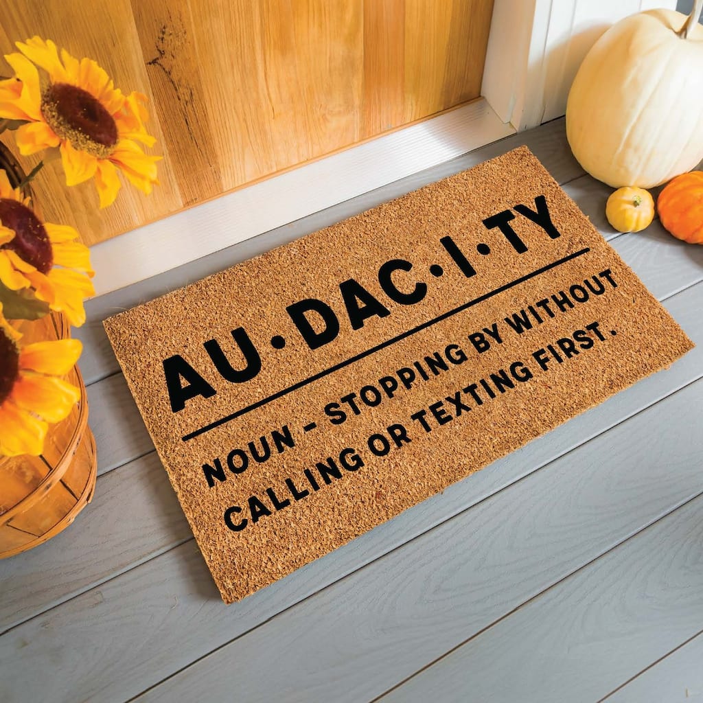 Black and Brown 16 in. x 28 in. Nature Coir Audacity Door Mat