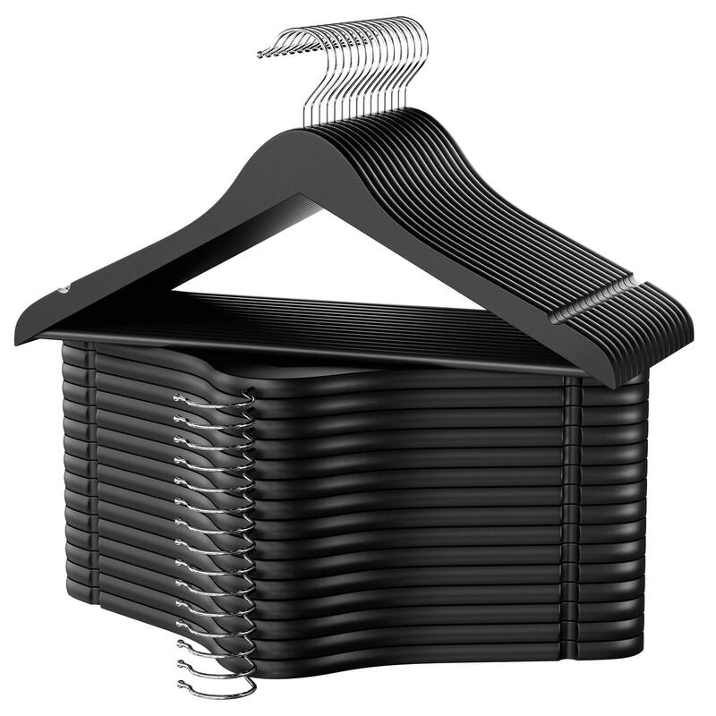 StorageWorks Wooden Clothes Hangers, Hangers for Coats, Shirts, Jackets, Pants, Suits - 30-pack - Matte Black