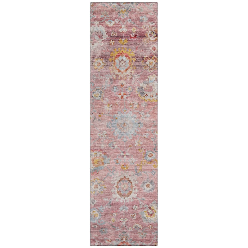 Machine Washable Indoor/ Outdoor Vintage Traditional Chantille Rug