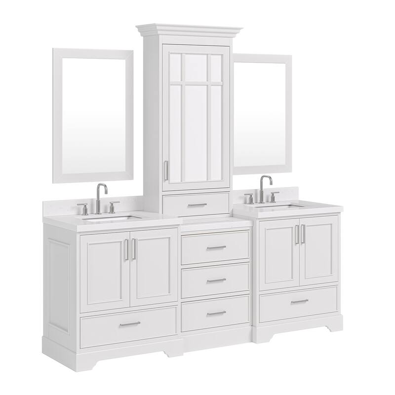 Ariel M085DCQR Stafford 84" Free Standing Double Basin Vanity Set with