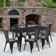 preview thumbnail 1 of 32, Rectangular Metal Indoor-Outdoor Table Set Black