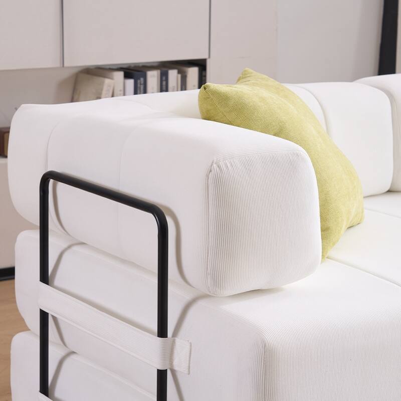 78.5" Folding Sofa Bed with 2 Pillows, Convertible Foam Futon Couch, Corduroy Fold-Out Couch for Living Room, Office