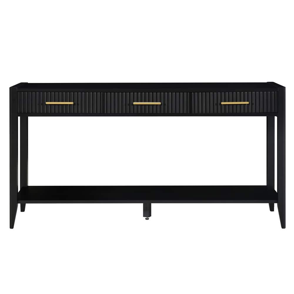 60" Storage Console Table with 3 Drawers and Shelf, Extra Long Living Room Rectangular Entryway Table