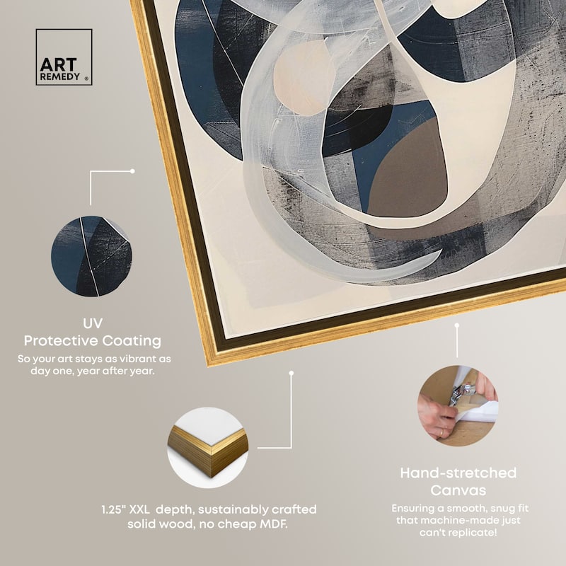 Art Remedy Slither Framed Abstract Shapes 1 Piece Canvas Wall Art
