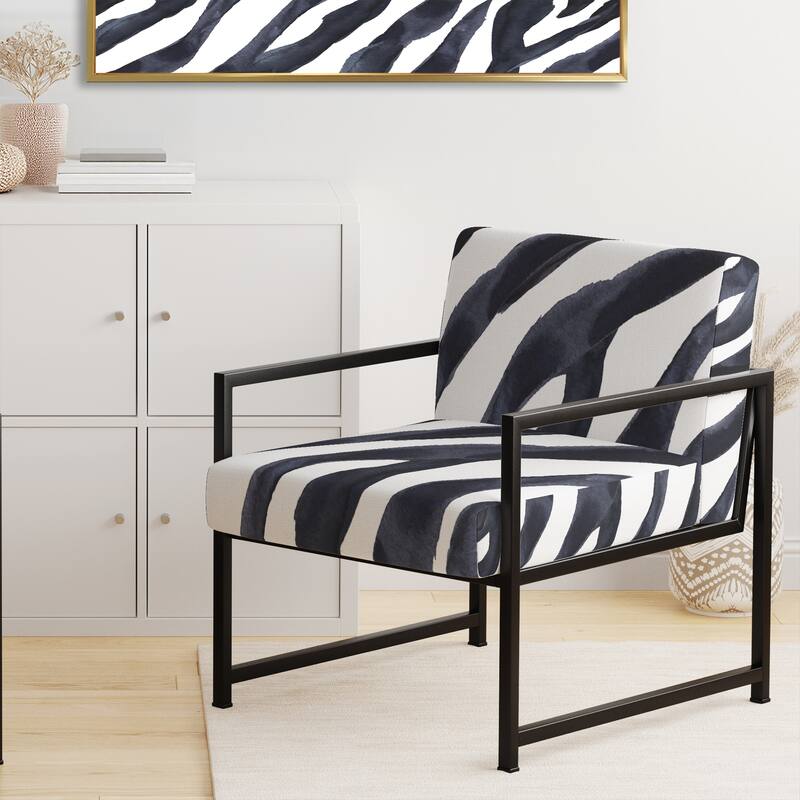 Designart "Zebra Striped " Upholstered Cabin & Lodge Accent Chair and Arm Chair