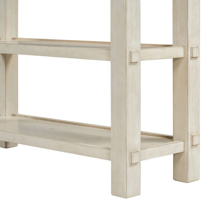 36" Retro Console Table with Drawer and Two Sturdy Shelves for Entryway or Living Room
