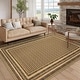 preview thumbnail 1 of 42, Area Rugs for Living Room Bedroom Farmhouse Bordered Braided Print Rug Geometric Soft Low Pile Non-Slip Area Rug 10'x13' - Brown