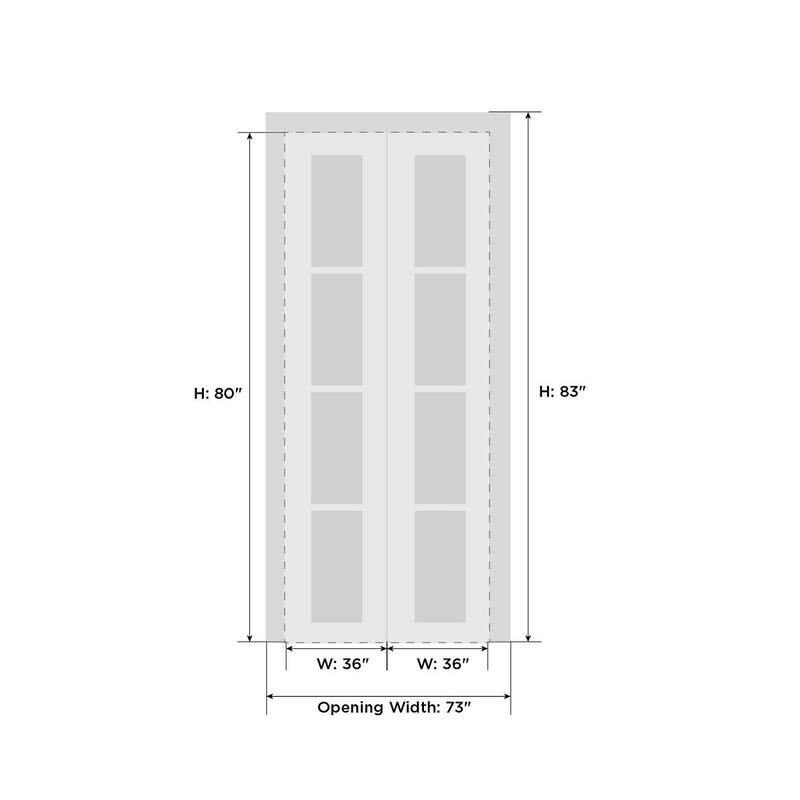 Sliding Closet Bi-fold Doors | Mela 0755 Painted White | Sturdy Tracks Moldings Trims | Wood Solid Bedroom Wardrobe Doors