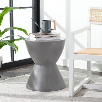 SAFAVIEH Athena Concrete Indoor/Outdoor Accent Table (Dark Grey) - 14.9" x 14.9" x 17.7"