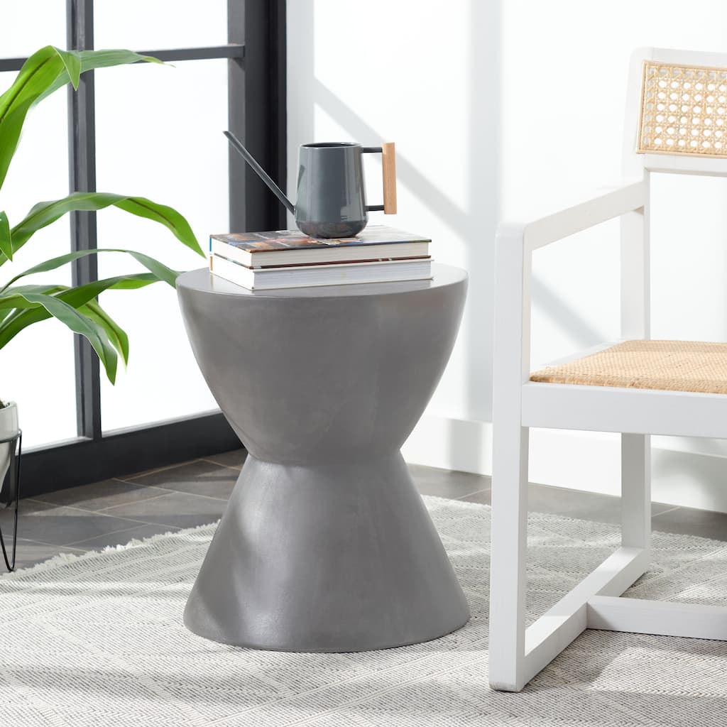 SAFAVIEH Athena Concrete Indoor/Outdoor Accent Table (Dark Grey) - 14.9" x 14.9" x 17.7"