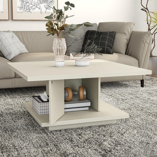 slide 2 of 43, Ross Modern Square Coffee Table with Wrap Around Base Shelf and Hidden Storage by Strick & Bolton