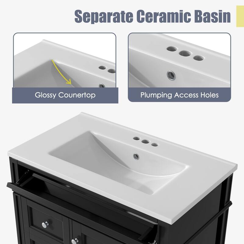 30" Bathroom Vanity with Ceramic Sink