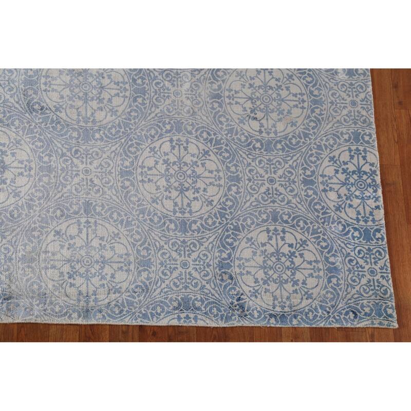Handmade Wool & Silk Geometric Abstract Indian Area Rug - 8'5"x 11'4"