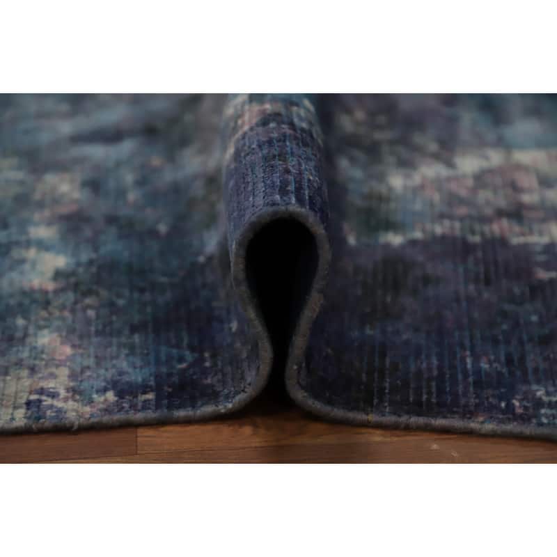 Hand Knotted Oriental Viscose Silk Carpet Modern All-Over Purples Abstract Area Rug - 7' 8'' X 5' 5''