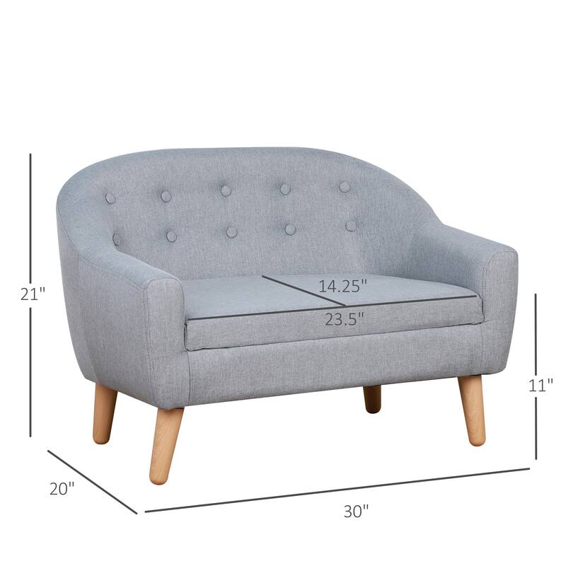 Kids Sofa for 2 Children Ages 3 to 7 Comfortable Upholstered Wooden Frame - 30" x 20" x 21"