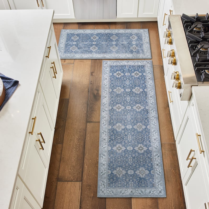 Wyatt & Ash Dream Mink Rugs - 2" x 6' / 2' x 4' - Blue/Taupe