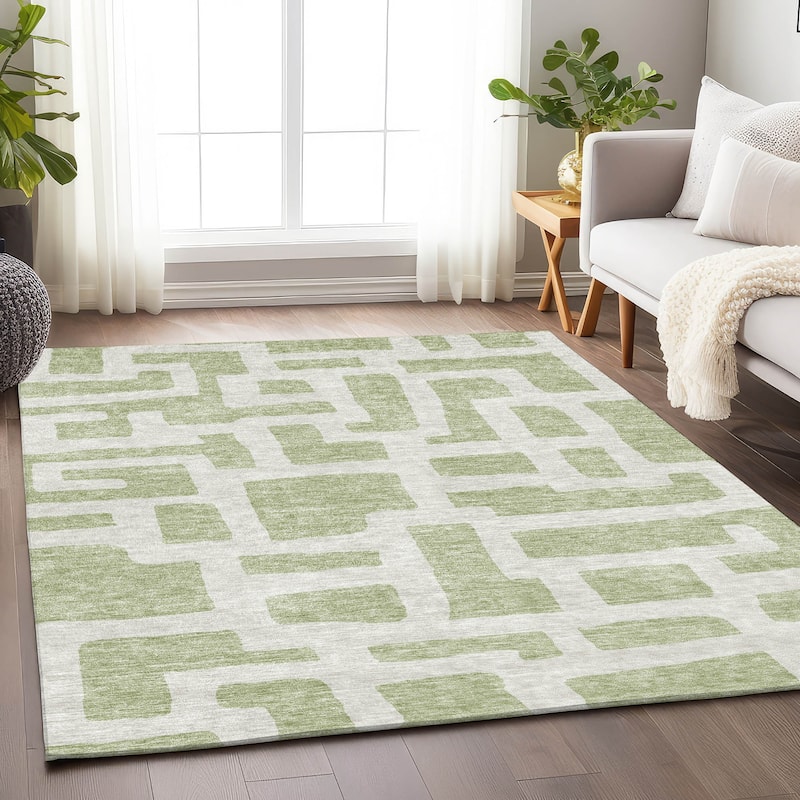 Machine Washable Indoor/ Outdoor Chantille Contemporary Geo Rug
