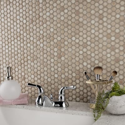 Merola Tile Hudson Penny Round Truffle 11-7/8" x 12-5/8" Porcelain Floor and Wall Tile