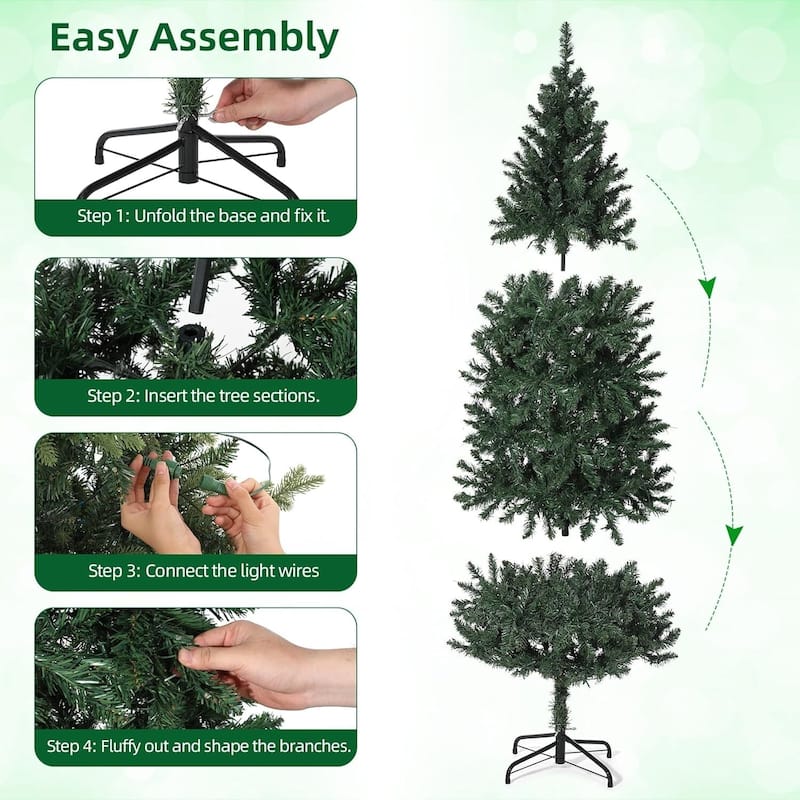 6ft Hinged Slim Artificial Pre-Lit Pencil Christmas Tree with Changing LED Lights
