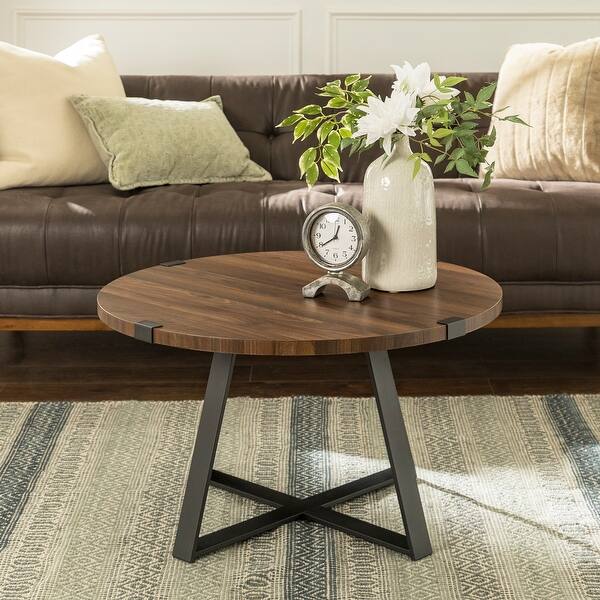 Carbon Loft Barnett Round Metal Wrap Coffee Table Overstock 21234443