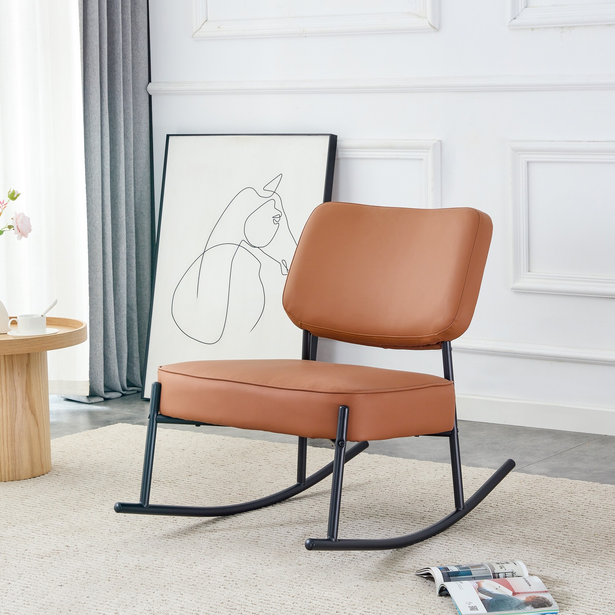 Modern Rocking Chair Teddy Upholstered Glider Rocker with Backrest and Golden Metal Legs Reading Chair Comfy Chair Bed Bath Beyond 41037833