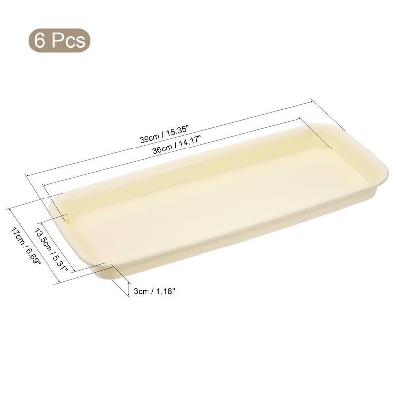 6pcs 39x17cm Plant Pot Saucer Plastic Rectangular Flower Drip Tray - Beige