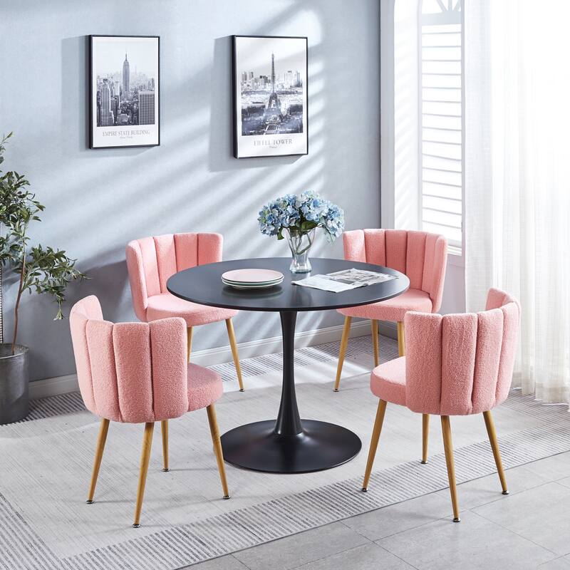 Light Pink Modern 23.62" Accent Chairs with Iron Tube Legs and Comfortable Backrest (Set of 2)