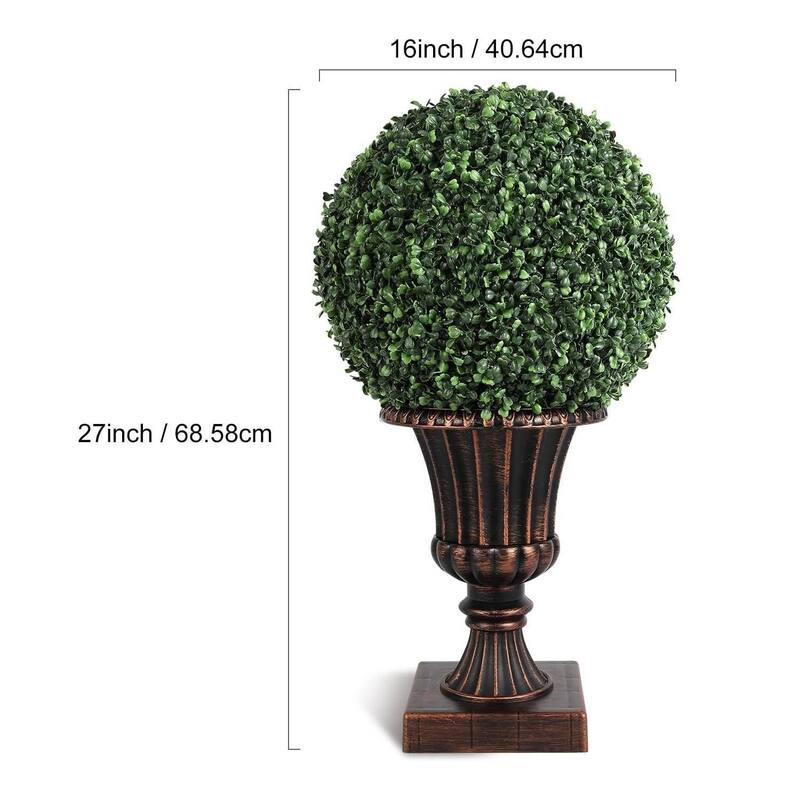 2 pcs Pre-Lit Artificial Plant Topiary Ball for Outdoor Indoor - 27 inch