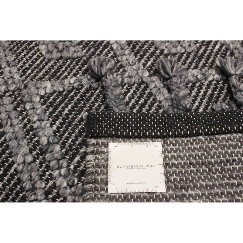 ECARPETGALLERY Braid weave Sienna Black Wool Rug - 5'1 x 7'3