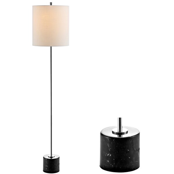 Levitt 60.5" Marble/Metal LED Floor Lamp, Black/Chrome by JONATHAN Y - 60.5" H x 13" W x 13" D. Opens flyout.