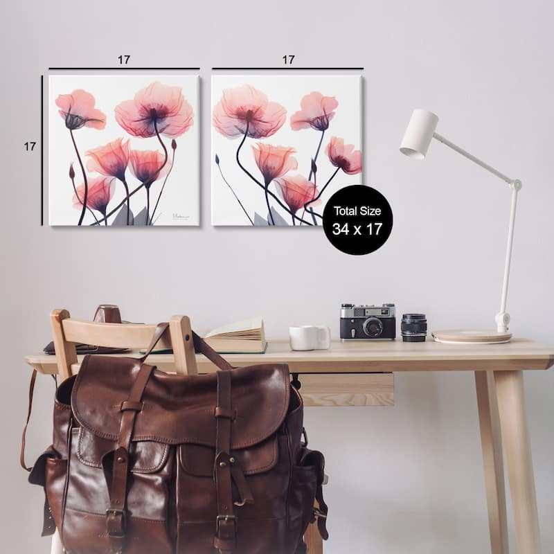 Stupell Various Faded Pink Flowers Canvas Wall Art Design By Albert Koetsier (Set of 2)