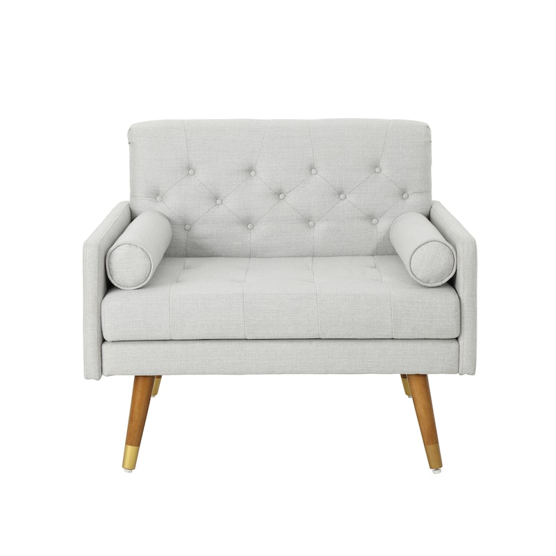 Roomfitters Upholstered Club Accent Chair with Curved Back and Button Tufting, Modern Lounge Chair for Living Room or Bedroom