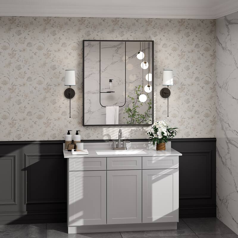 Tempered Glass and Metal Framed French Cleat Mounted Wall Bathroom / Vanity Mirror