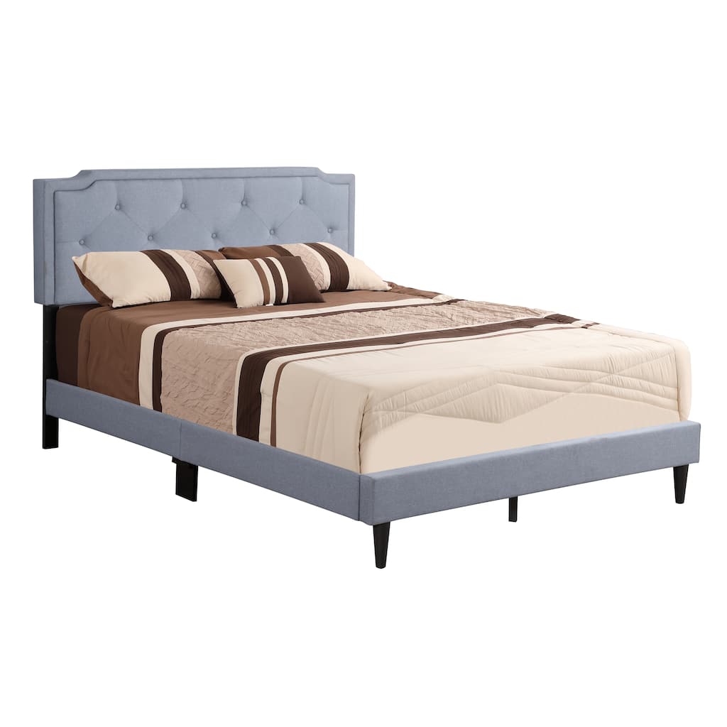 Full Size Fabric Tufted Platform Bed with Adjustable Headboard (All-in-One Box)