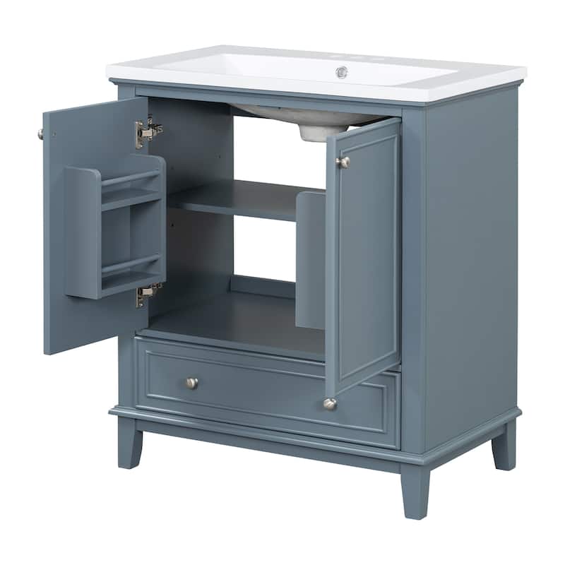 Roomfitters 30" Bathroom Vanity with Sink Combo, Multi-Functional Cabinet with Doors and Drawer, Solid Frame, MDF