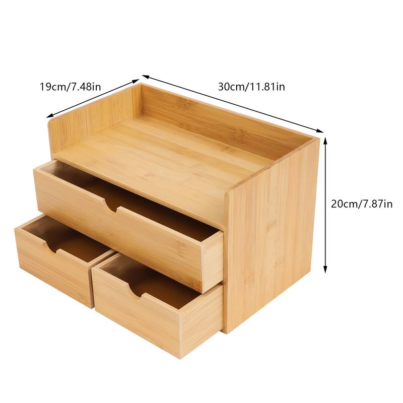 Bamboo Desktop Stackable Office Home Desk Storage Box