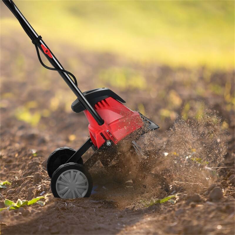 Electric Garden Tiller Cultivator 10 Amp with 14-Inch Working Width and 4 Blades for Soil - 41" x 40" x 14.5" (L x W x H)