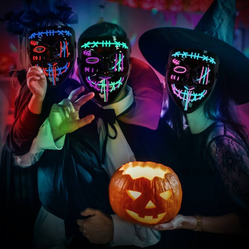3 PACK Halloween Scary Mask LED Mask LED Purge Mask LED Light Up Mask for Halloween Costume