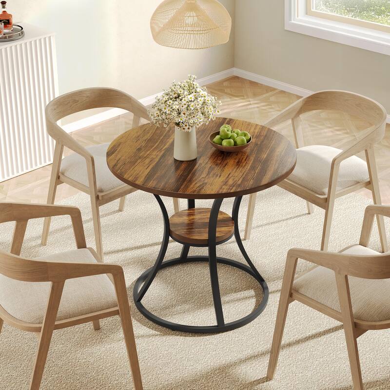 2-Tier Small Round Bar Table, Round 31.5-Inch Patio Dining Table