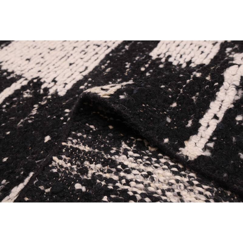 ECARPETGALLERY Hand-knotted Looma Black, White Wool Rug - 8'3 x 9'9